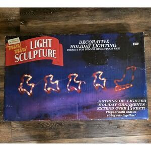 Vintage Mr Christmas Santa Reindeer Sleigh Mini Light Sculpture 1994